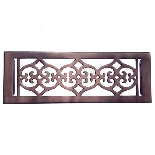 "Flower" Bronze Wall Register with Louver - 4" x 14" (5-1/2" x 15-5/8" Overall)